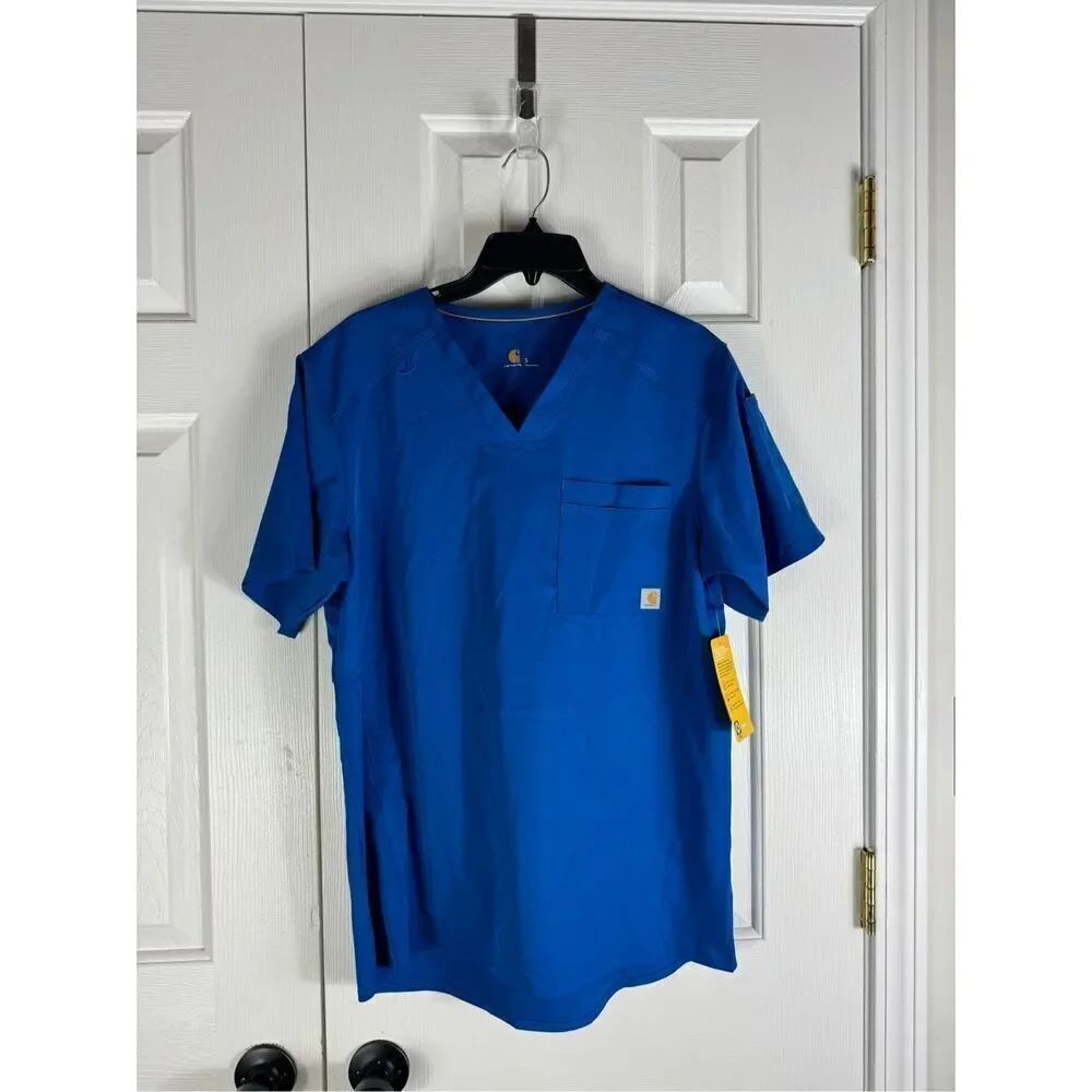 NWT Carhartt Womens Blue Scrub Top Size Small